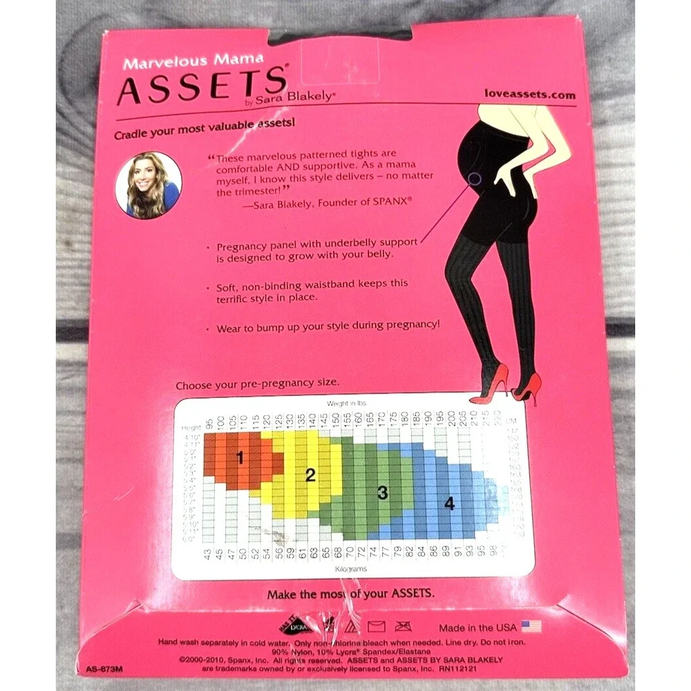 ASSETS  BY SPANX MARVELOUS MAMA MATERNITY TIGHTS Size 4 BLACK OPAQUE‎ STRIPE